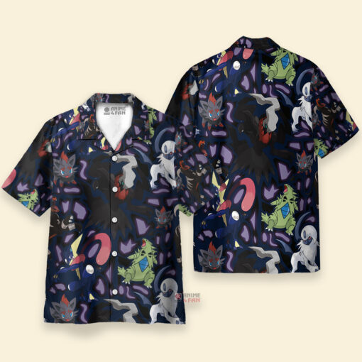 Chemise Hawaïenne Pokémon de type Sombre – Image 3