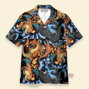 Chemise Hawaïenne Pokémon Dracaufeu (Charizard) Méga Evolution
