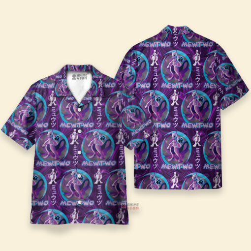 Chemise Hawaïenne Pokémon Mewtwo Cosmique Violet – Image 3