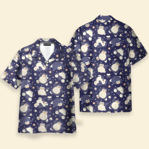 Chemise Hawaïenne Modèle sans couture de Pokemon marine Ronflex – Image 2