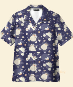 Chemise Hawaïenne Modèle sans couture de Pokemon marine Ronflex