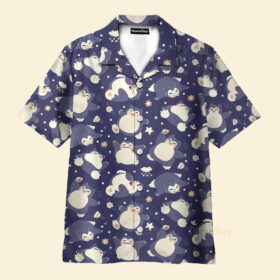 Chemise Hawaïenne Modèle sans couture de Pokemon marine Ronflex