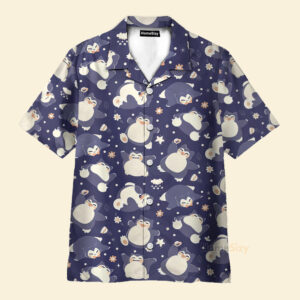 Chemise Hawaïenne Modèle sans couture de Pokemon marine Ronflex