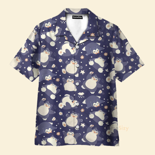 Chemise Hawaïenne Modèle sans couture de Pokemon marine Ronflex