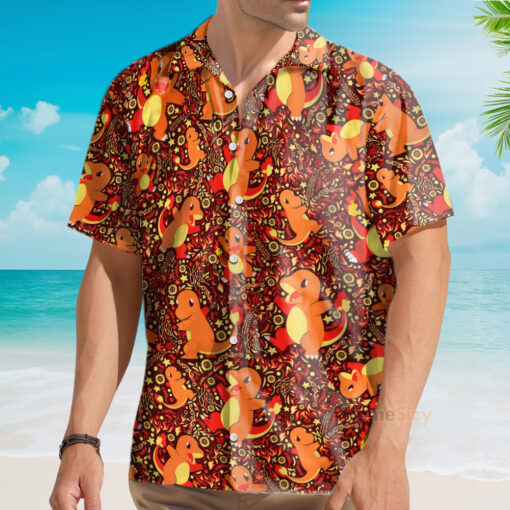 Chemise Hawaïenne Modèle sans couture Pokemon Salamèche – Image 3