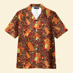 Chemise Hawaïenne Modèle sans couture Pokemon Salamèche