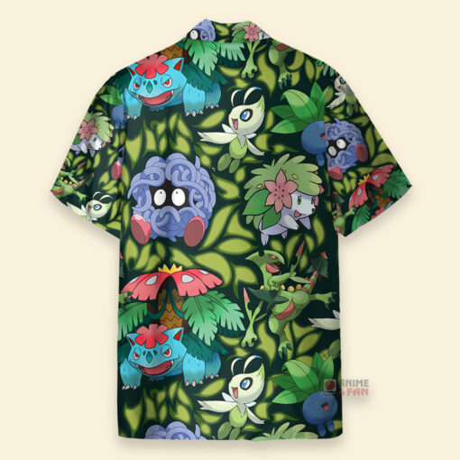Chemise Hawaïenne Pokemon Type Herbe Vert – Image 2