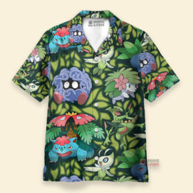 Chemise Hawaïenne Pokemon Type Herbe Vert