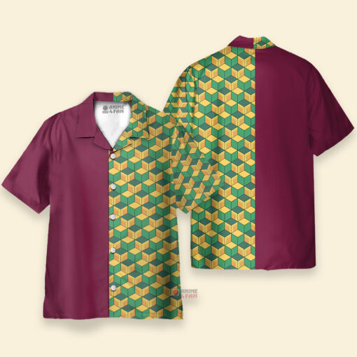 Chemise Hawaïenne Demon Slayer Giyu Tomioka Deux Moitiés – Image 3