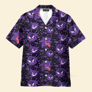 Chemise Hawaïenne Modèle sans couture Pokémon Ectoplasma