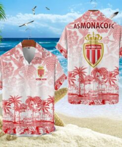Chemise Hawaïenne AS Monaco Motif Tropical Unique Avec Nom Personnalisé
