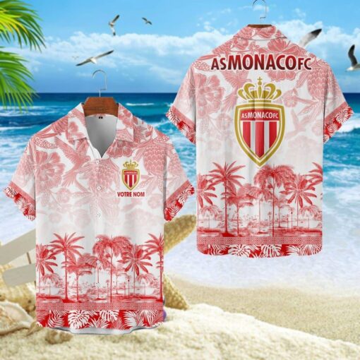 Chemise Hawaïenne AS Monaco Motif Tropical Unique Avec Nom Personnalisé