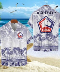 Chemise Hawaïenne LOSC Lille Motif Tropical Unique Avec Nom Personnalisé