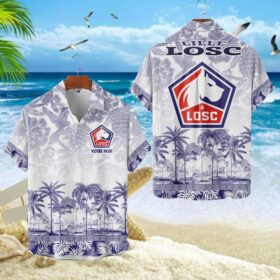 Chemise Hawaïenne LOSC Lille Motif Tropical Unique Avec Nom Personnalisé