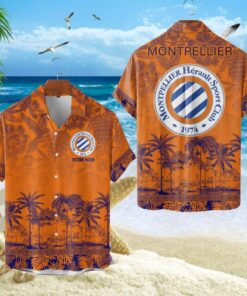 Chemise Hawaïenne Montpellier HSC Motif Tropical Unique Avec Nom Personnalisé