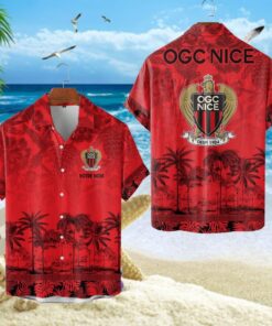 Chemise Hawaïenne OGC Nice Motif Tropical Unique Avec Nom Personnalisé