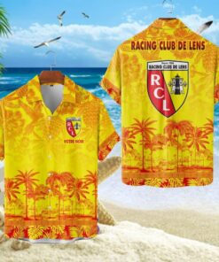 Chemise Hawaïenne RC Lens Motif Tropical Unique Avec Nom Personnalisé
