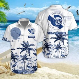 Chemise Hawaïenne RC Strasbourg Alsace Nouvelle édition avec nom personnalisé