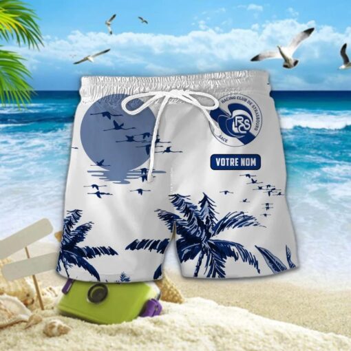 Chemise Hawaïenne RC Strasbourg Alsace Nouvelle édition avec nom personnalisé – Image 2