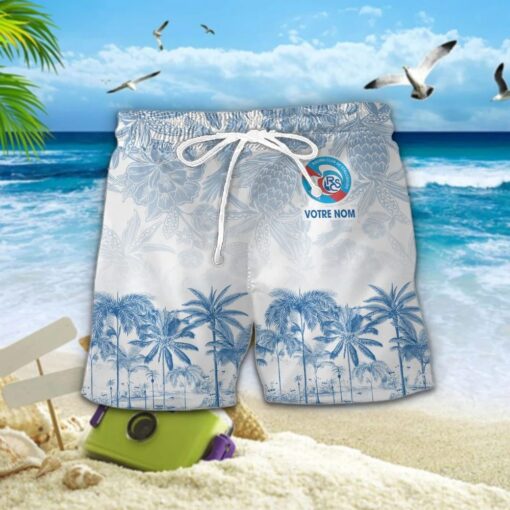Chemise Hawaïenne RC Strasbourg Alsace Motif Tropical Unique Avec Nom Personnalisé – Image 2