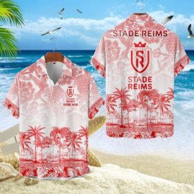 Chemise Hawaïenne Stade de Reims Motif Tropical Unique Avec Nom Personnalisé