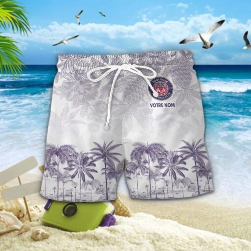 Chemise Hawaïenne Toulouse FC Motif Tropical Unique Avec Nom Personnalisé – Image 2