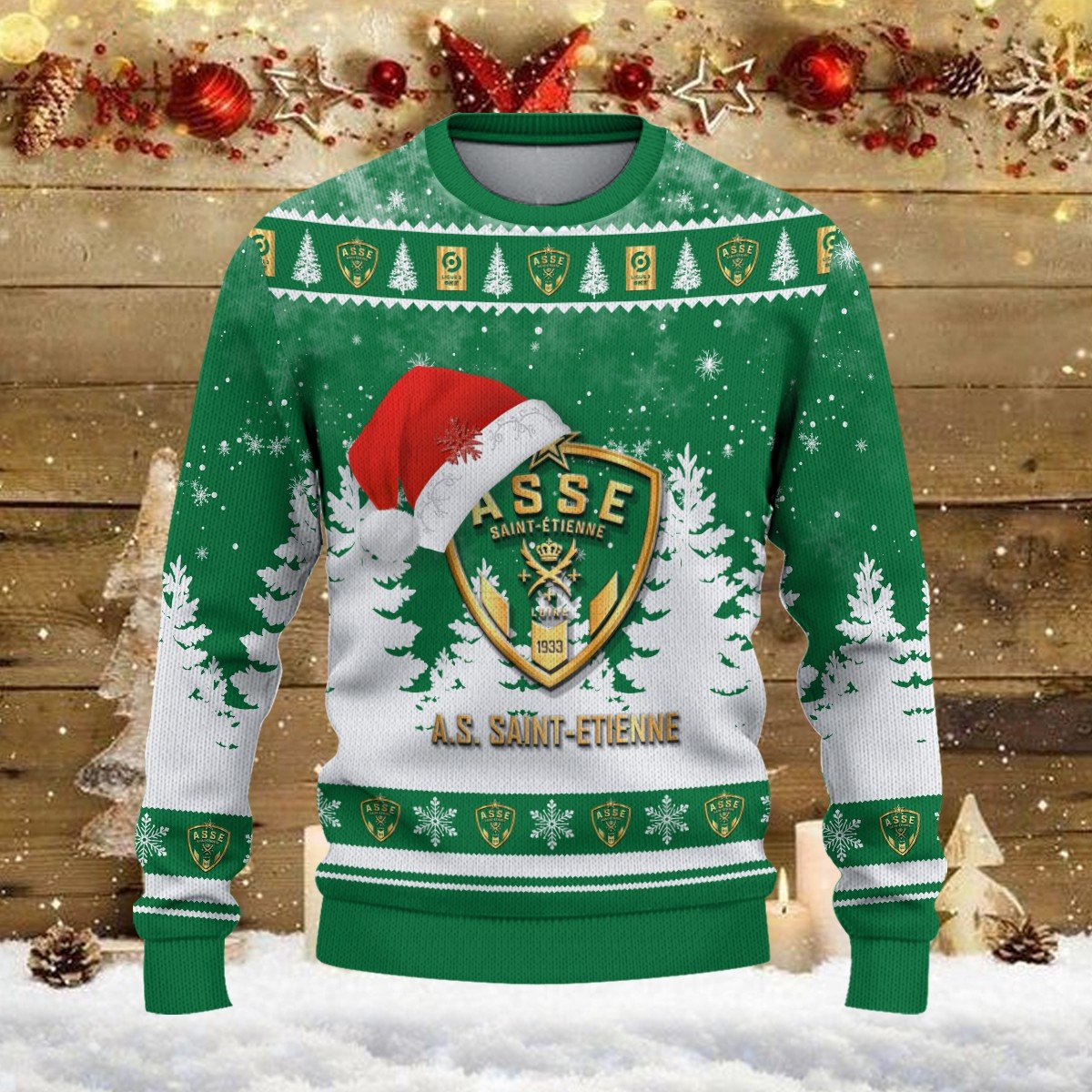 Pull de Noël moche AS Saint-Étienne – Ugly Christmas Sweater – Image 2