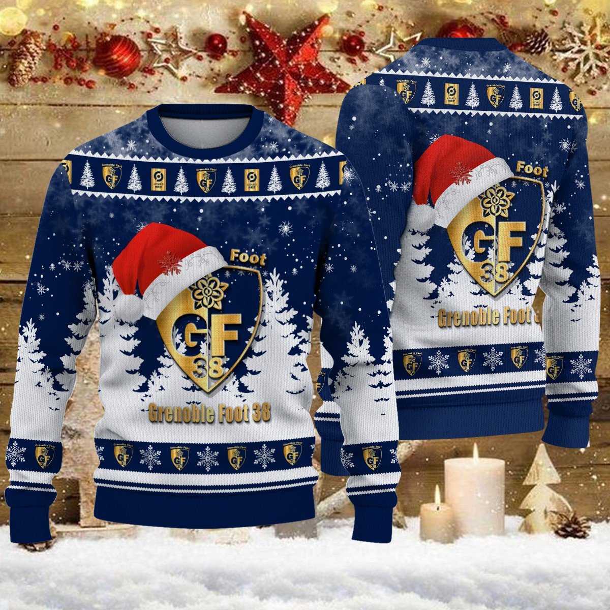 Pull de Noël moche Grenoble Foot 38 – Ugly Christmas Sweater