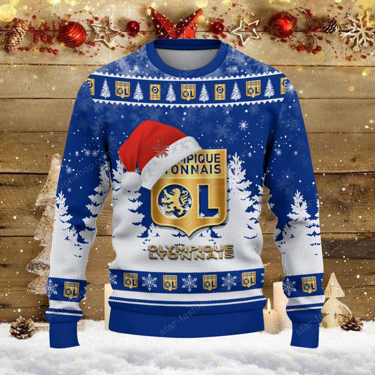 Pull de Noël moche Olympique Lyonnais – Ugly Christmas Sweater – Image 2