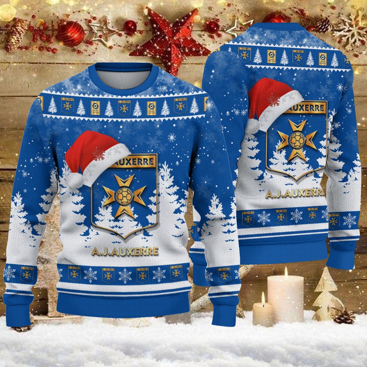 Pull de Noël moche AJ Auxerre – Ugly Christmas Sweater