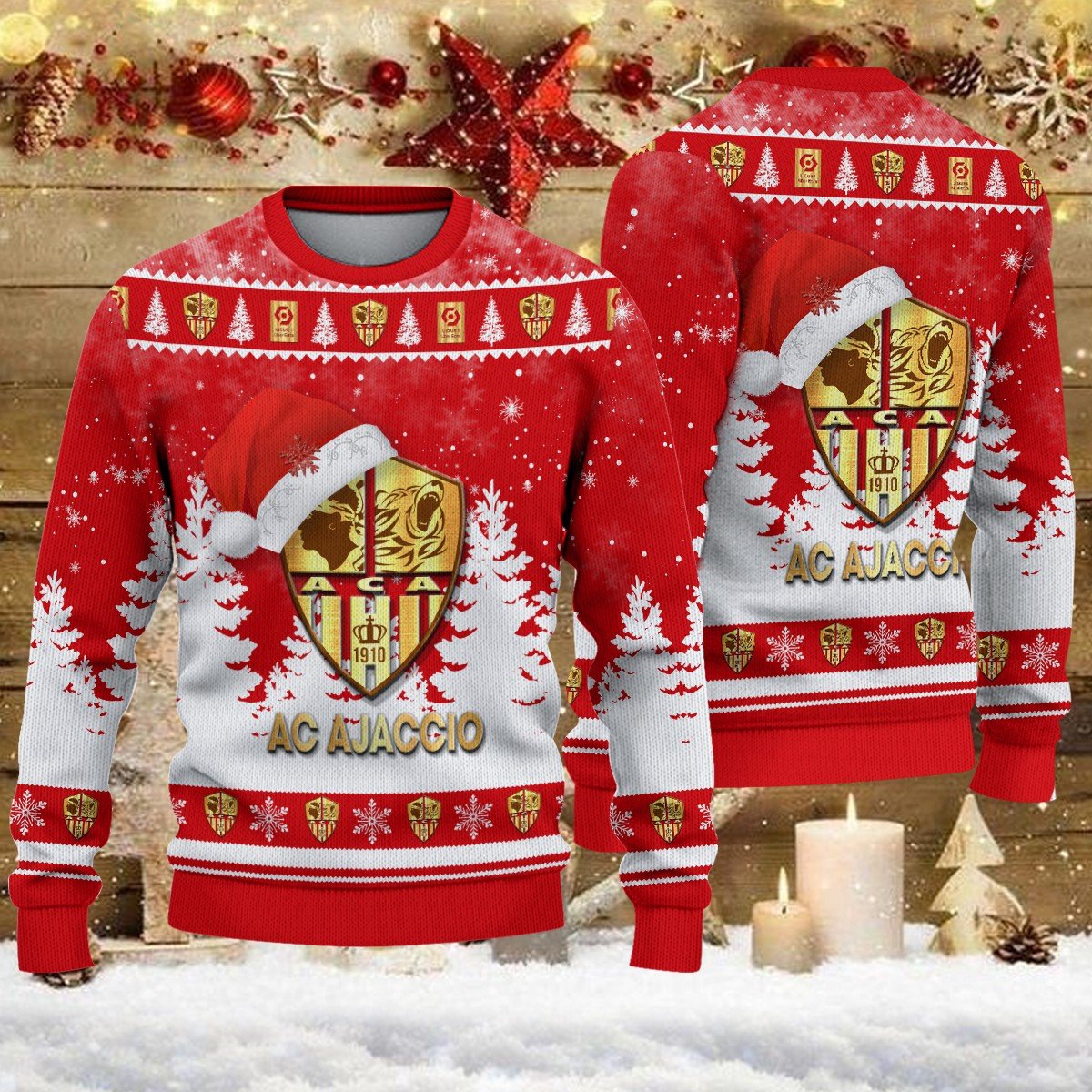 Pull de Noël moche AC Ajaccio – Ugly Christmas Sweater