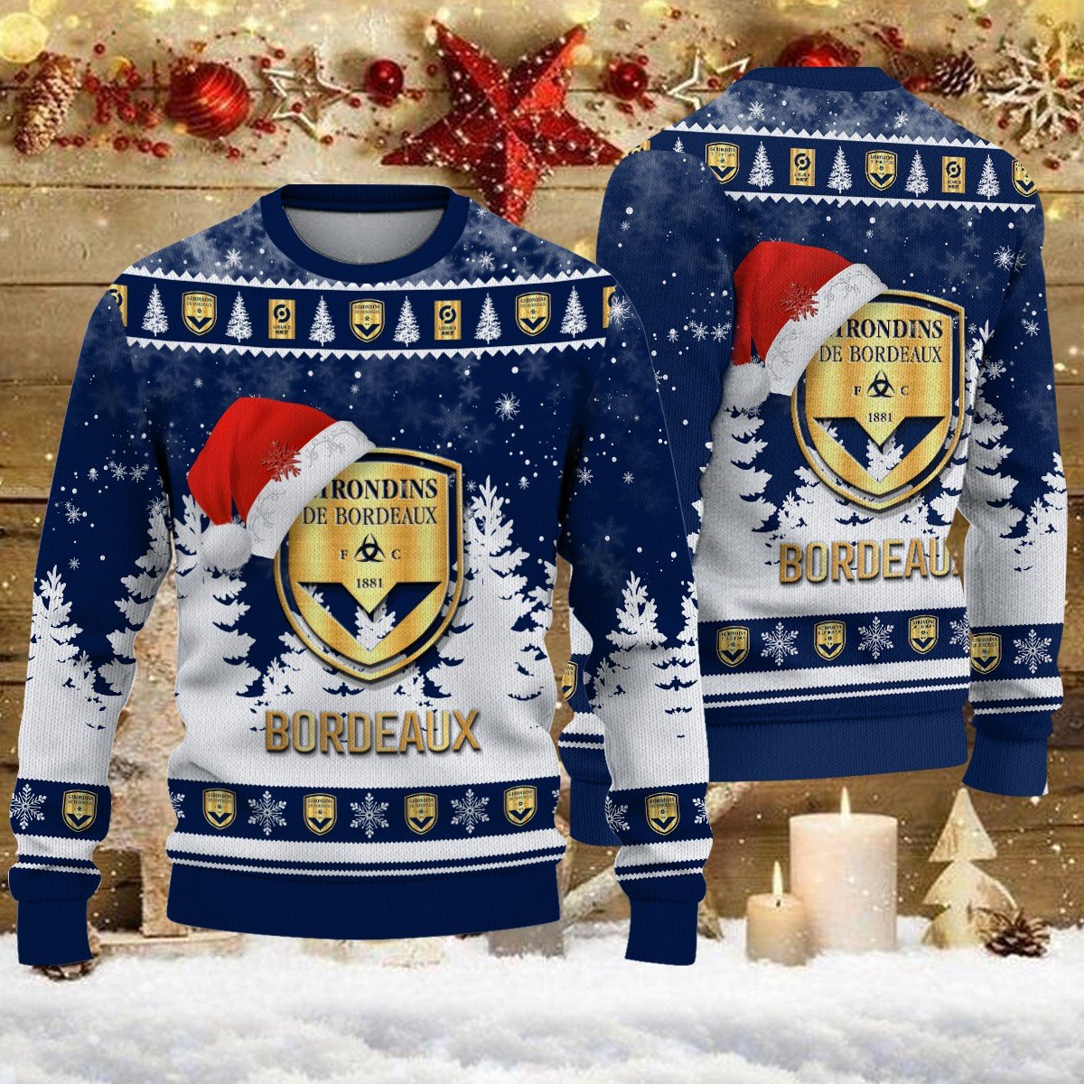 Pull de Noël moche Girondins de Bordeaux – Ugly Christmas Sweater
