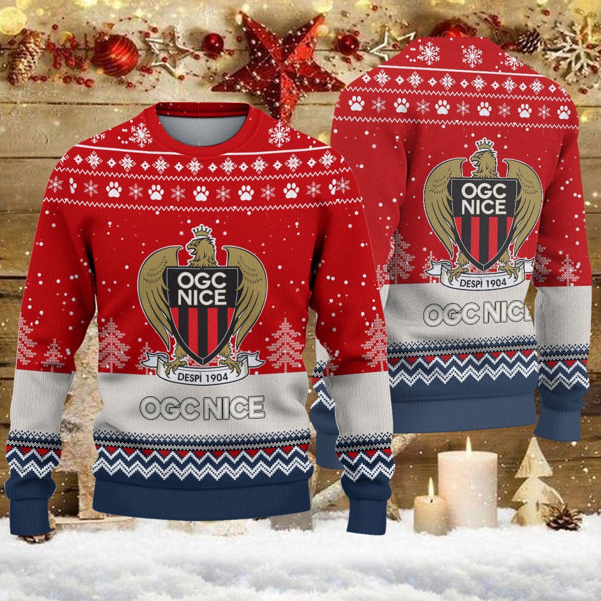 Pull de Noël moche OGC Nice – Ugly Christmas Sweater