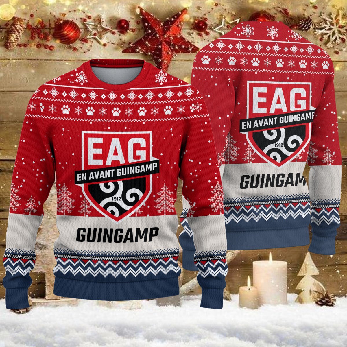 Pull de Noël moche En Avant Guingamp – Ugly Christmas Sweater