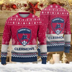 Pull de Noël moche Clermont Foot 63 – Ugly Christmas Sweater