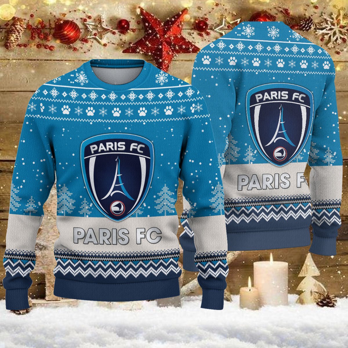 Pull de Noël moche Paris FC – Ugly Christmas Sweater