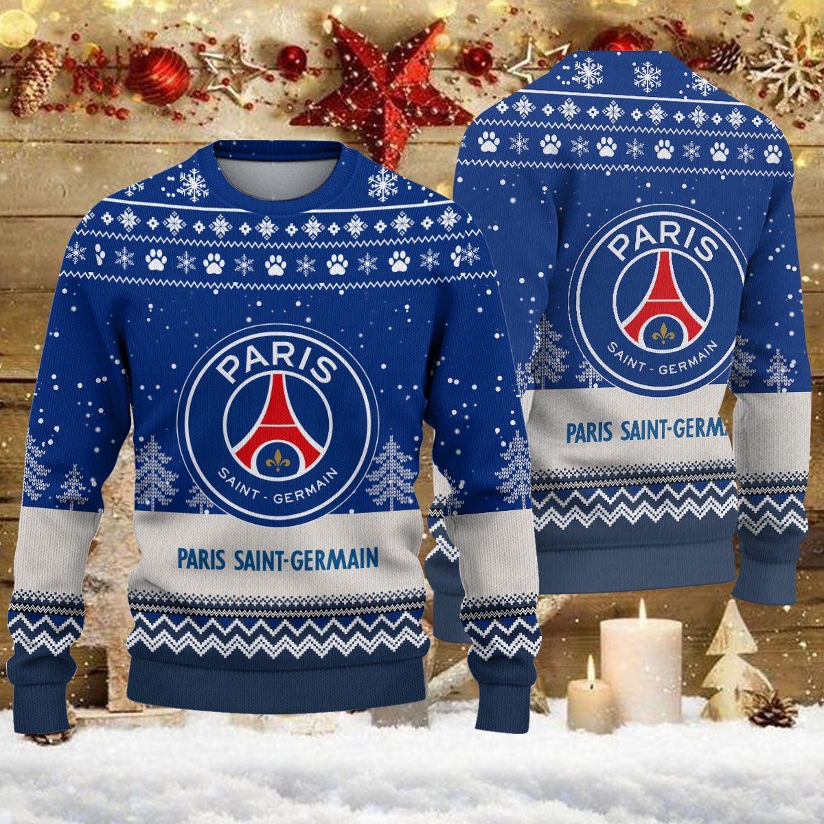Pull de Noël moche Paris Saint-Germain (PSG) – Ugly Christmas Sweater