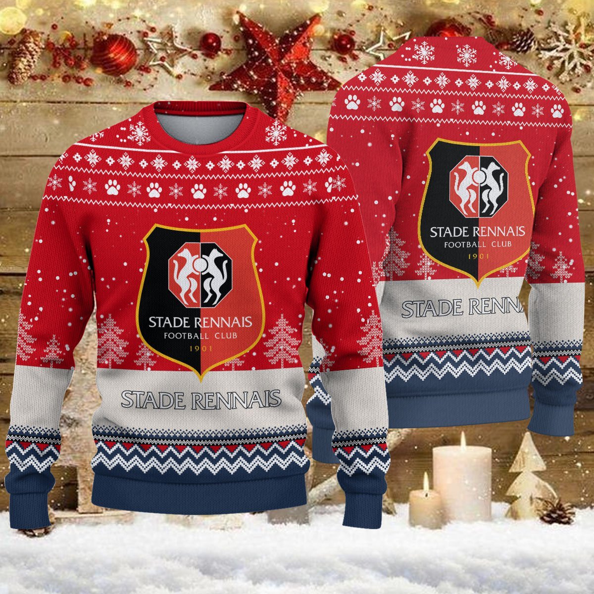 Pull de Noël moche Stade Rennais FC – Ugly Christmas Sweater