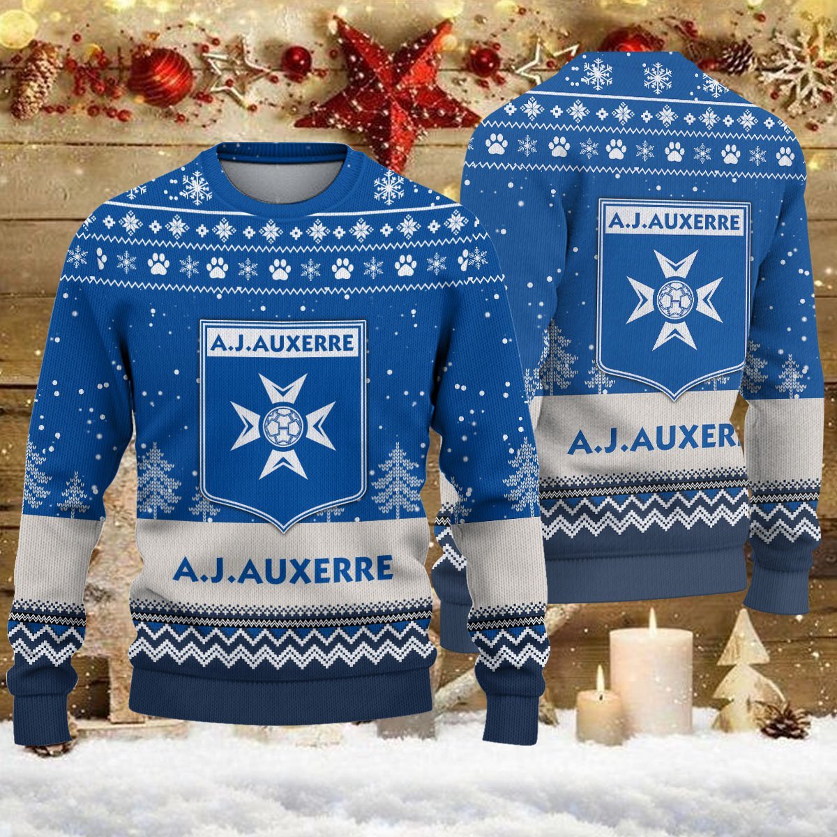 Pull de Noël moche AJ Auxerre – Ugly Christmas Sweater