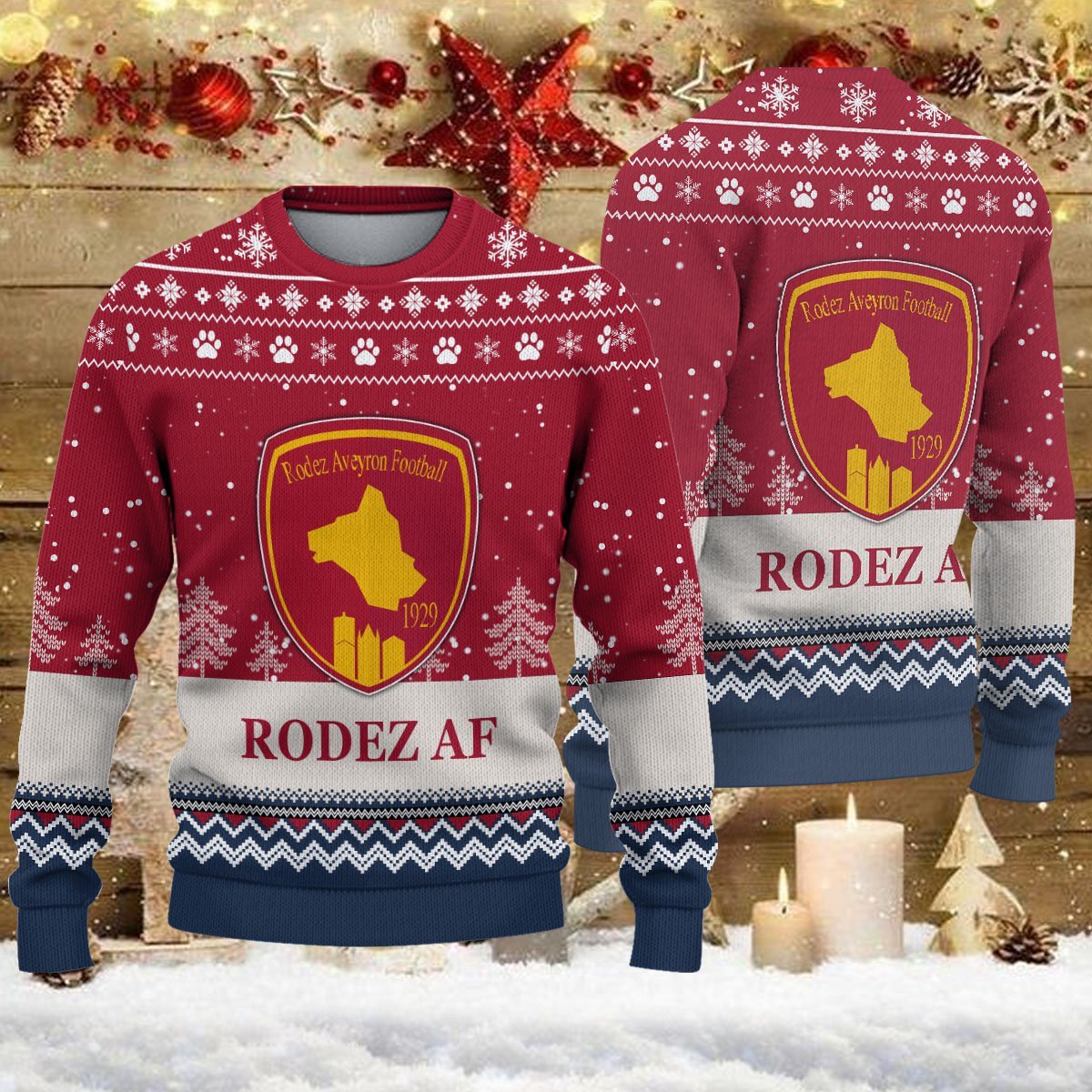 Pull de Noël moche Rodez Aveyron Football – Ugly Christmas Sweater