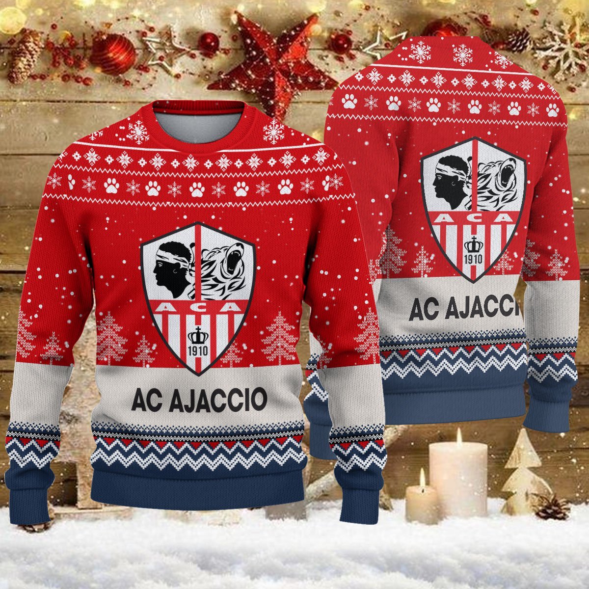Pull de Noël moche AC Ajaccio – Ugly Christmas Sweater