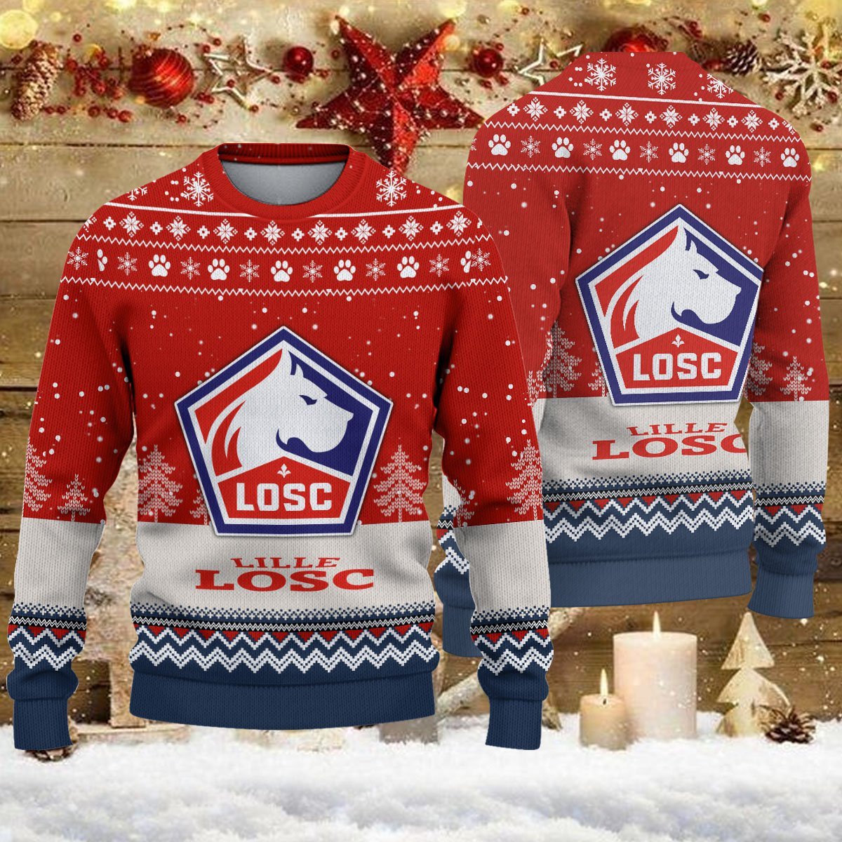 Pull de Noël moche LOSC Lille – Ugly Christmas Sweater