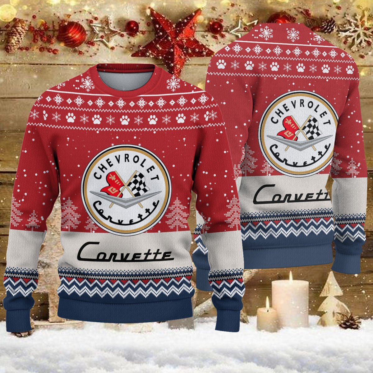 Pull de Noël moche Corvette C1 – Ugly Christmas Sweater