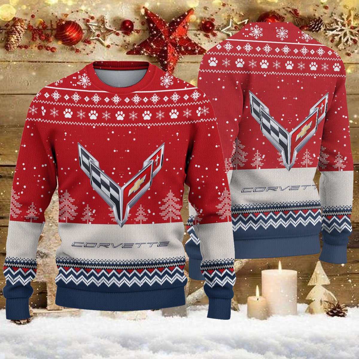 Pull de Noël moche Corvette C8 – Ugly Christmas Sweater