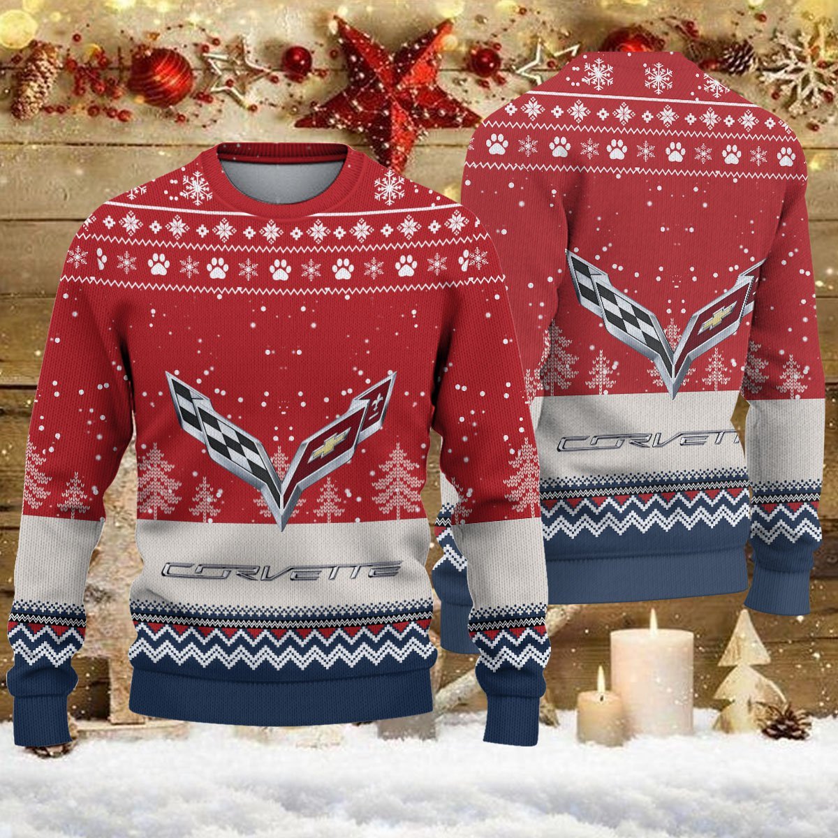 Pull de Noël moche Corvette C7 – Ugly Christmas Sweater