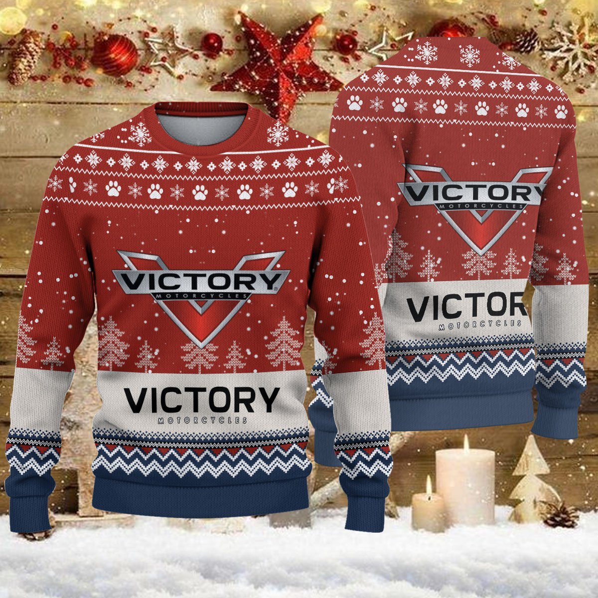 Pull de Noël moche Victory Motorcycles - Ugly Christmas Sweater