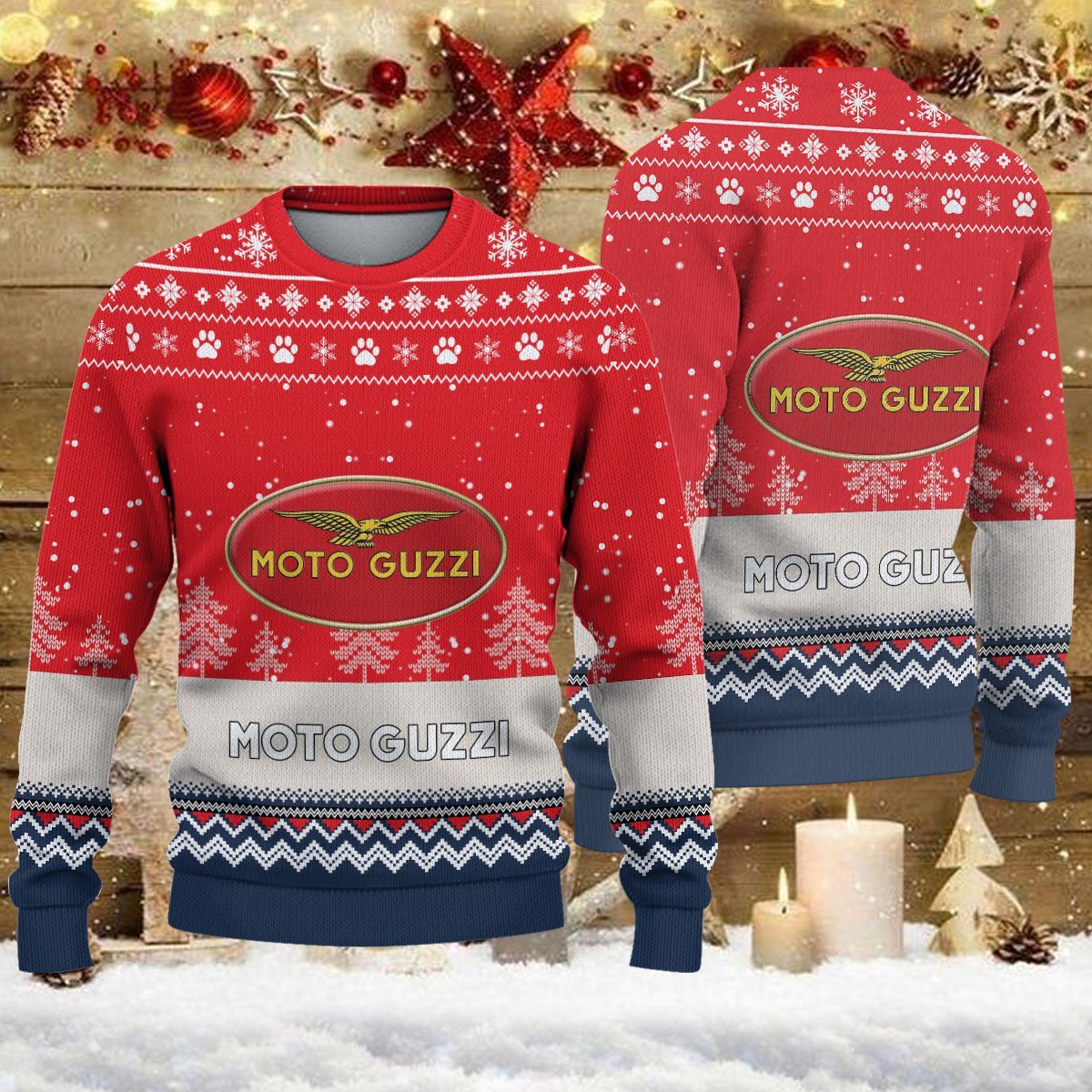 Pull de Noël moche Moto Guzzi - Ugly Christmas Sweater