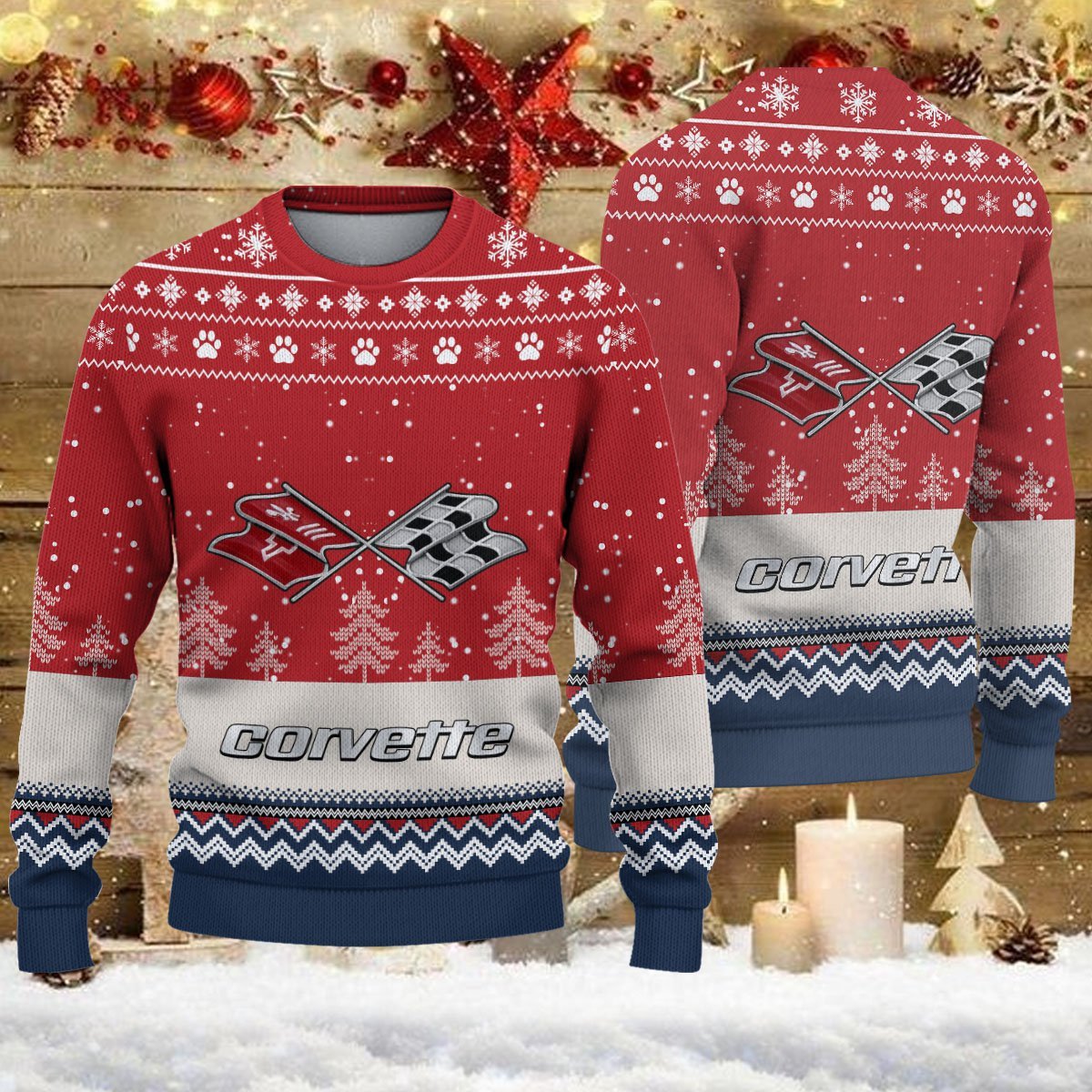 Pull de Noël moche Corvette C3 – Ugly Christmas Sweater
