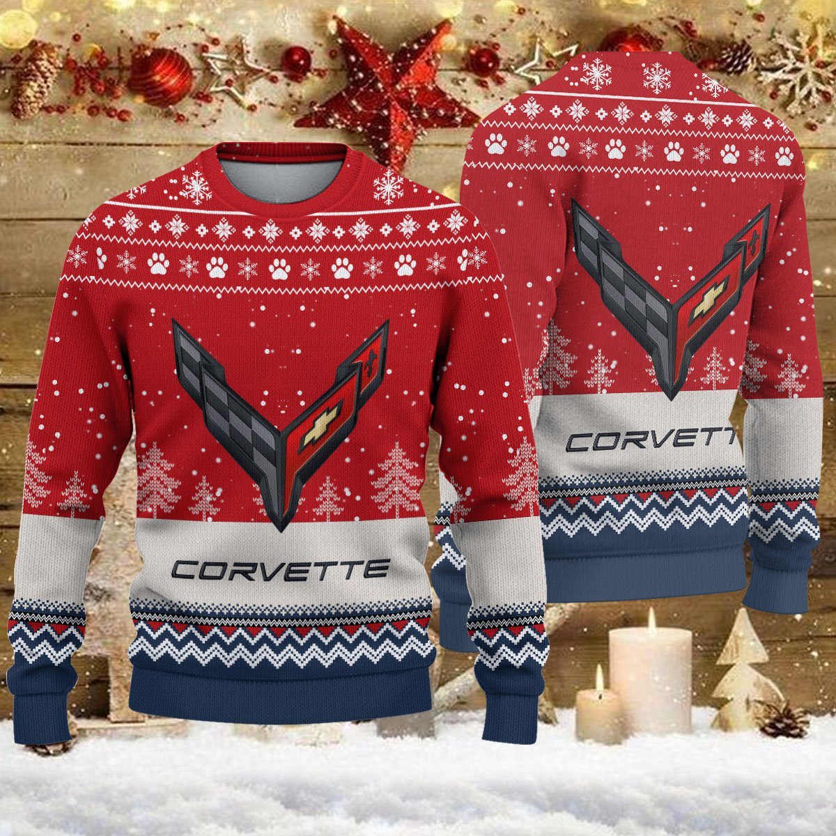 Pull de Noël moche Chevrolet Corvette – Ugly Christmas Sweater