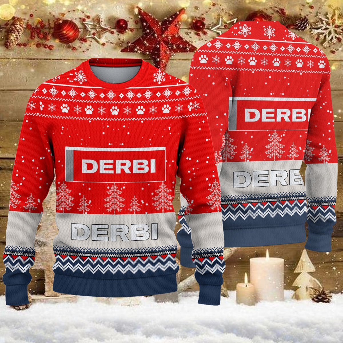 Pull de Noël moche Derbi Motorcycles - Ugly Christmas Sweater